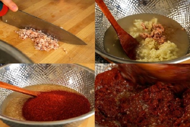 Quy trình tạo sốt kim chi cho cải thảo.